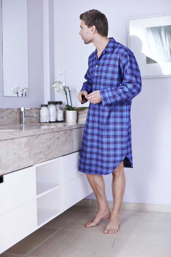 Brushed Cotton Men's Nightshirt With Classic Collar Bonsoir