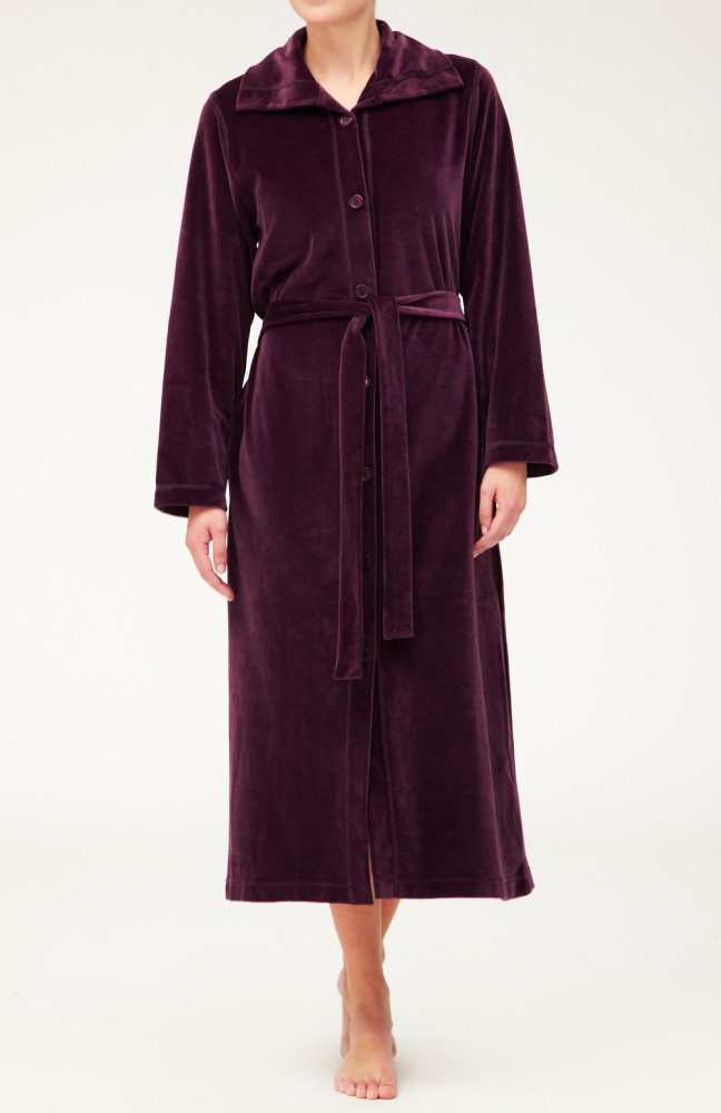 Ladies Long Velour Dressing Gown | Bonsoir - : Bonsoir