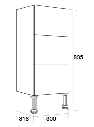 300 3 drawer unit