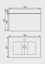 750mm Washbasin Unit & Basin