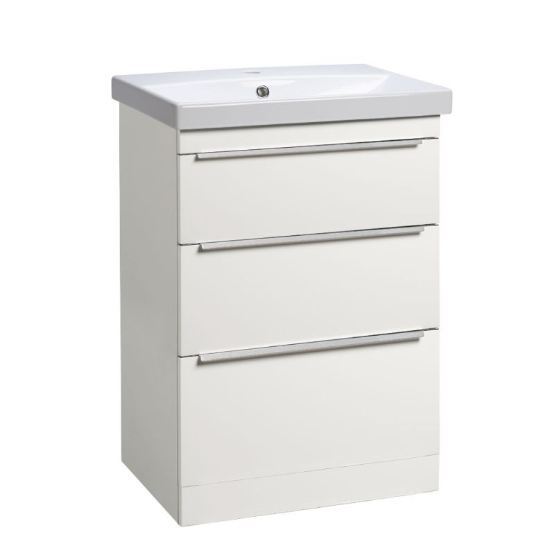Type 600mm Freestanding Drawer Wash Unit Basin Gloss White