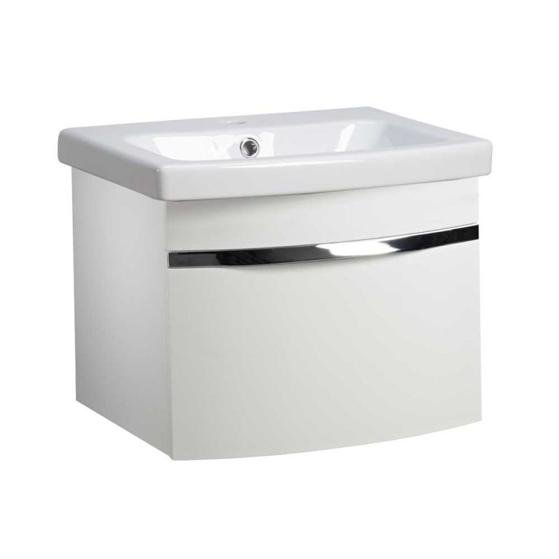 Plan 500mm Wall Mounted Wash Unit & Basin Gloss White R2 Bathrooms