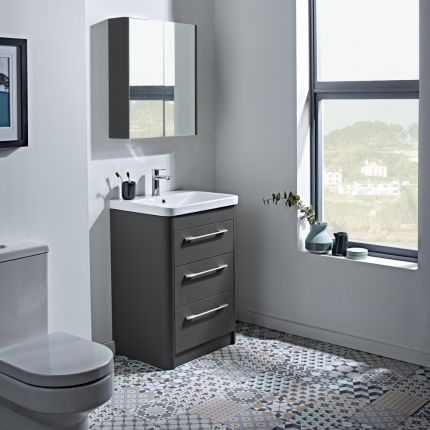 Contour Freestanding 3 Drawer Wash Unit Gloss White Finish R2