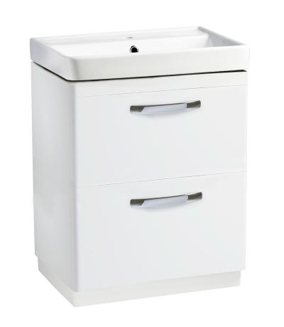 Compass 600mm Double Drawer Freestanding Unit Gloss White